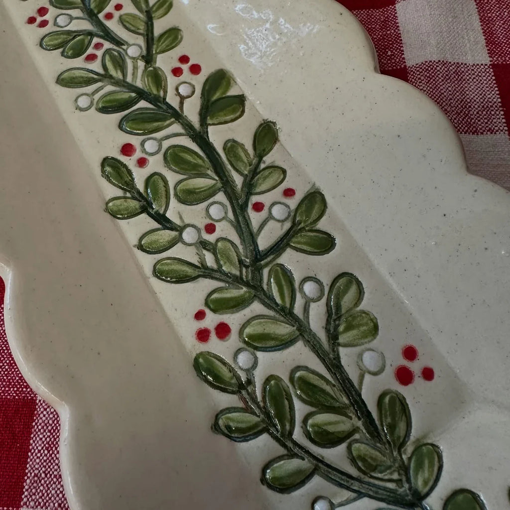 Christmas Greenery and berries Pottery Roller