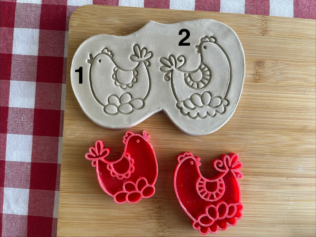 Hen pottery stamps