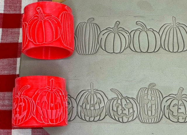 Pumpkin or Jack-o-Lantern Pottery Roller Set (2 designs)