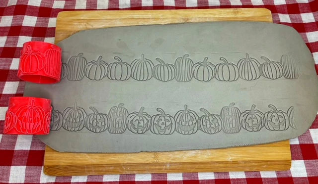 Pumpkin or Jack-o-Lantern Pottery Roller Set (2 designs)