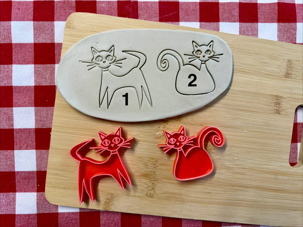 Retro Cats Pottery Stamps