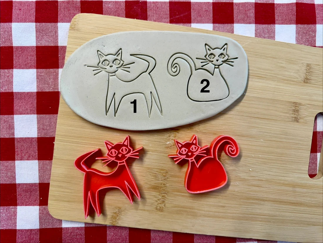 Retro Cats Pottery Stamps