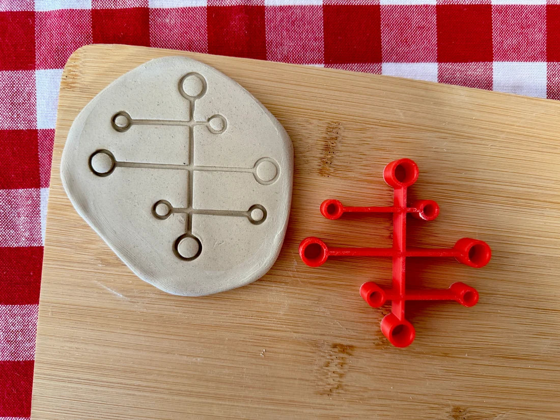 Retro Lines and Dots Pottery Stamp
