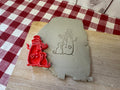 Snowman with Dog design pottery stamp