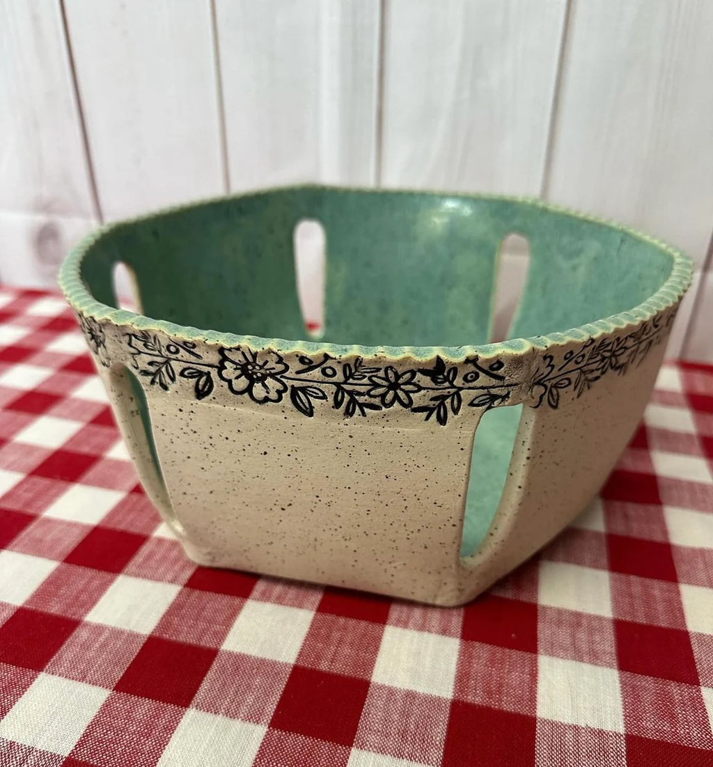 Fruit or Bread Bushel Basket Template Clay Cutter, Hexagon