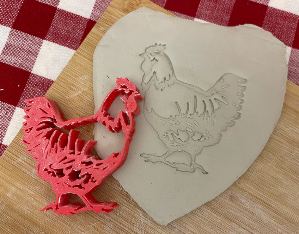 Realistic Chicken Pottery Stamp