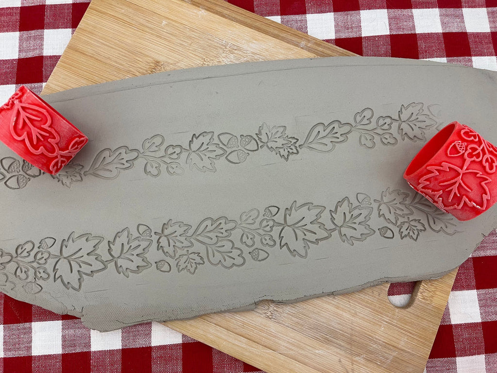 Fall Leaves Pottery Roller - set of 2