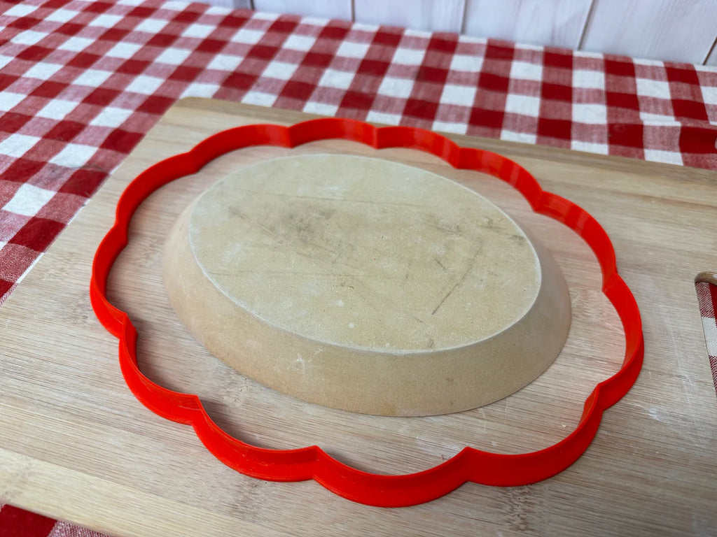 Loose Scalloped Oval Clay Cutter fits GR Pottery Forms oval stack - (7' x 9")