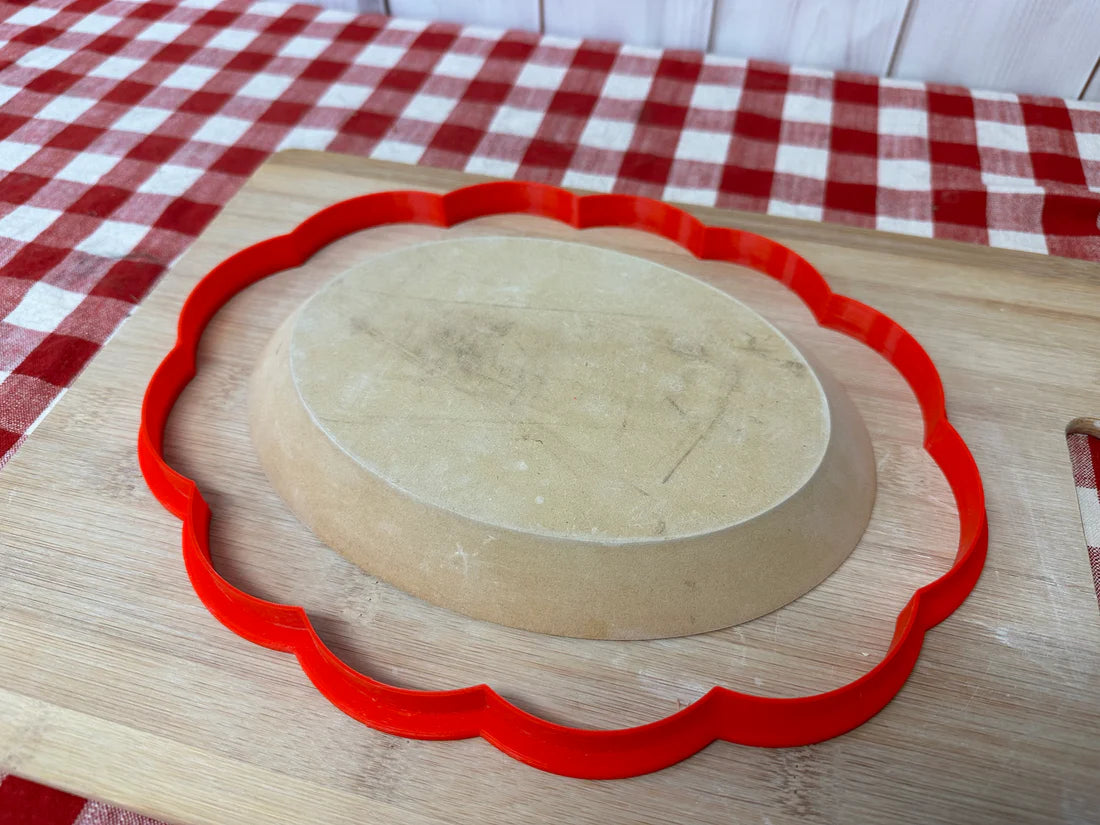 Loose Scalloped Oval Clay Cutter fits GR Pottery Forms oval stack - (7' x 9")